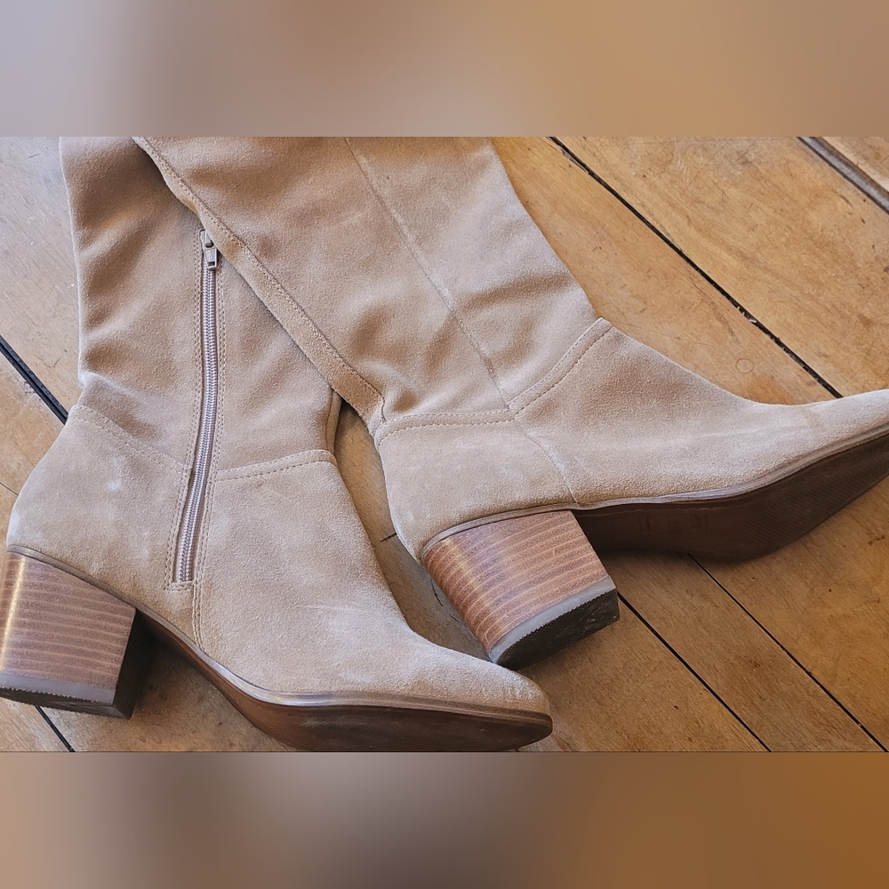 🥳2/$35🥳 Aldo Taupe Suede-like Over-knee Block Heel Boots